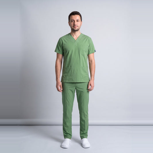 Çimen Yeşili Eczacı Forması Likralı Scrubs Takım (Grasshopper) - 2