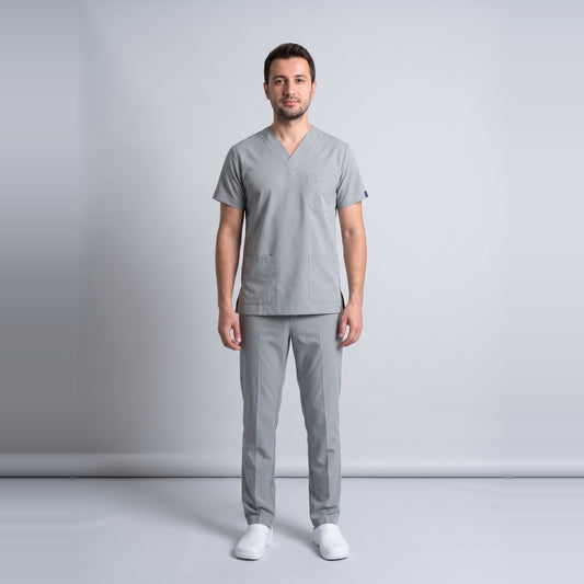 Gri Teknik Hizmetler Personel Forması Likralı Scrubs Takım (Neutral Gray) - 2