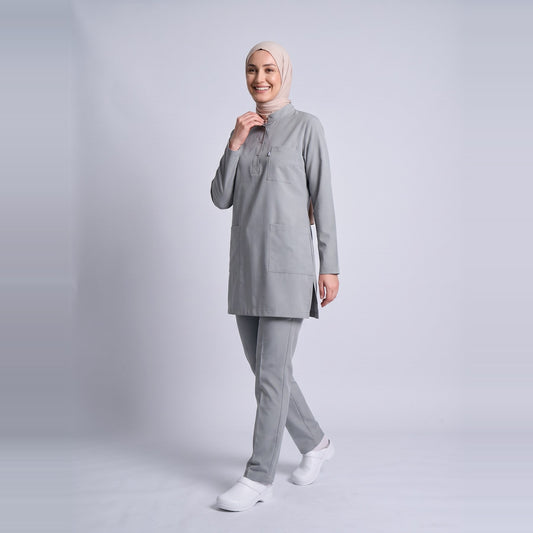 Gri Umay Tesettür Üniforma Takım (Neutral Gray) - 2