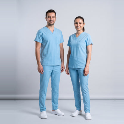 Alaska Mavisi Doktor Hekim Forması Likralı Scrubs Takım (Alaskan Blue) - 1