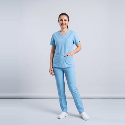 Alaska Mavisi Doktor Hekim Forması Likralı Scrubs Takım (Alaskan Blue) - 3