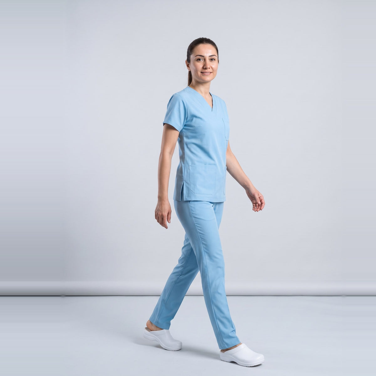 Alaska Mavisi Doktor Hekim Forması Likralı Scrubs Takım (Alaskan Blue) - 5