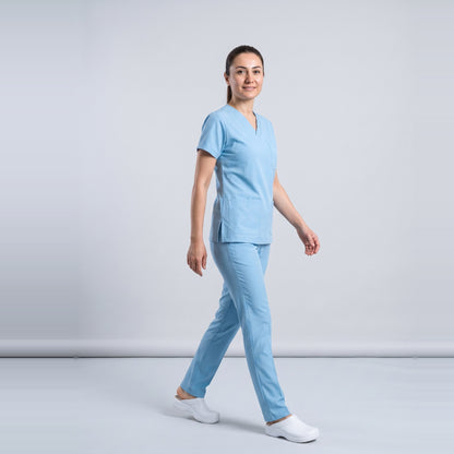 Alaska Mavisi Doktor Hekim Forması Likralı Scrubs Takım (Alaskan Blue) - 5