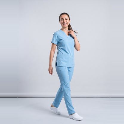 Alaska Mavisi Doktor Hekim Forması Likralı Scrubs Takım (Alaskan Blue) - 7