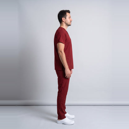 Bordo Hastane Forması Likralı Scrubs Takım (Biking Red) - 4