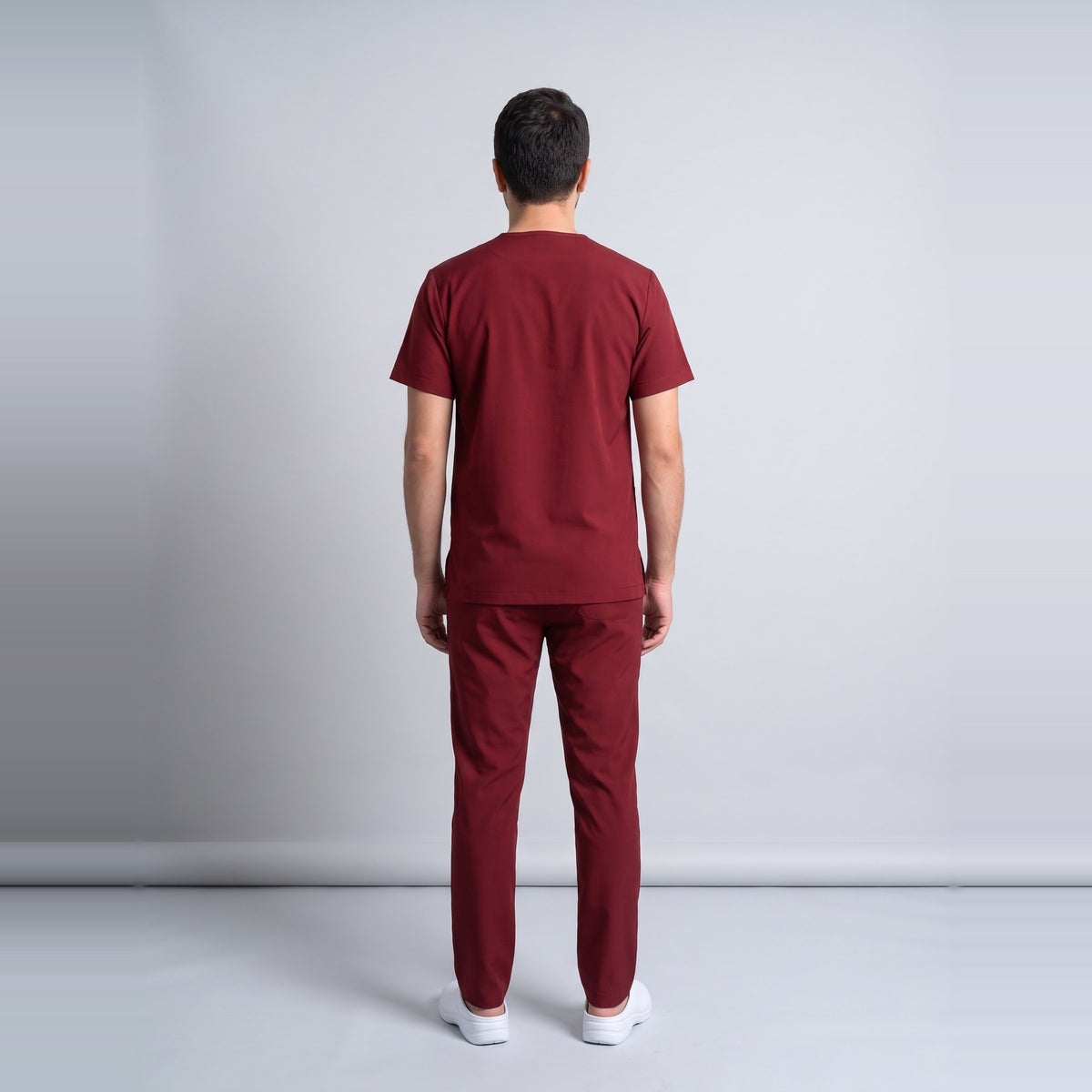 Bordo Hastane Forması Likralı Scrubs Takım (Biking Red) - 8