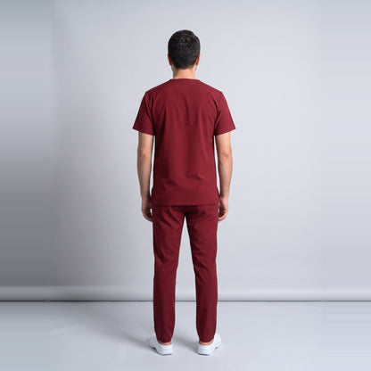 Bordo Hastane Forması Likralı Scrubs Takım (Biking Red) - 8