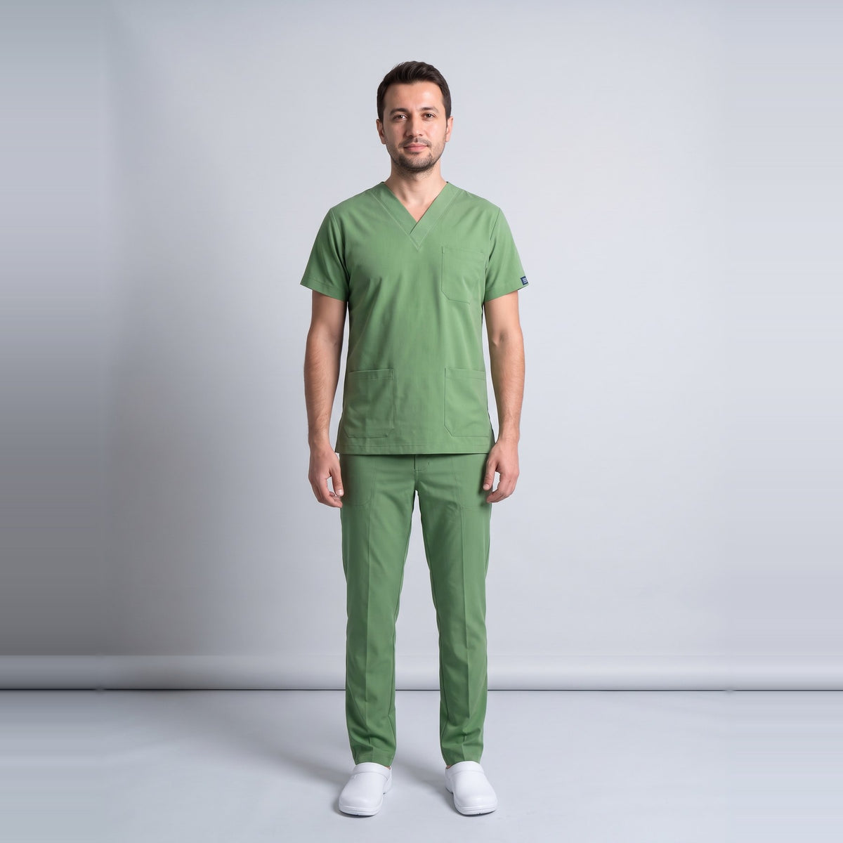 Çimen Yeşili Eczacı Forması Likralı Scrubs Takım (Grasshopper) - 2