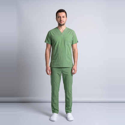 Çimen Yeşili Eczacı Forması Likralı Scrubs Takım (Grasshopper) - 2