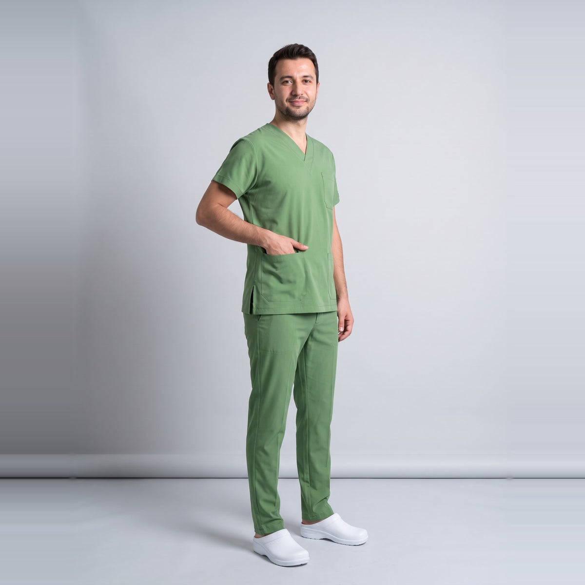 Çimen Yeşili Eczacı Forması Likralı Scrubs Takım (Grasshopper) - 6