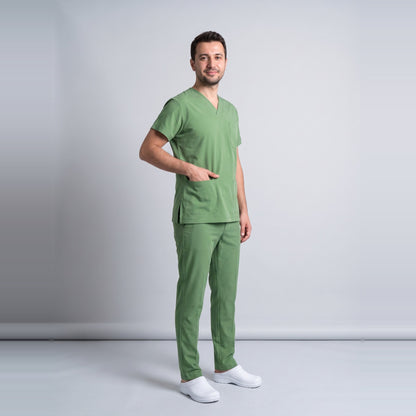 Çimen Yeşili Eczacı Forması Likralı Scrubs Takım (Grasshopper) - 6