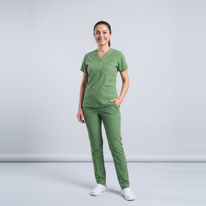 Çimen Yeşili Eczacı Forması Likralı Scrubs Takım (Grasshopper) - 3