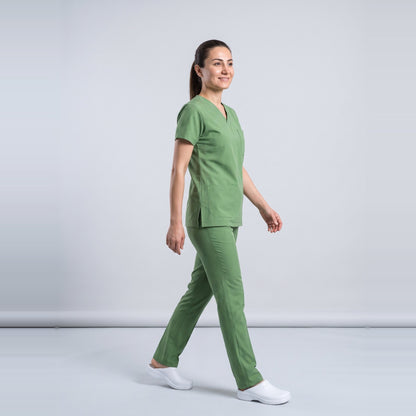 Çimen Yeşili Eczacı Forması Likralı Scrubs Takım (Grasshopper) - 5