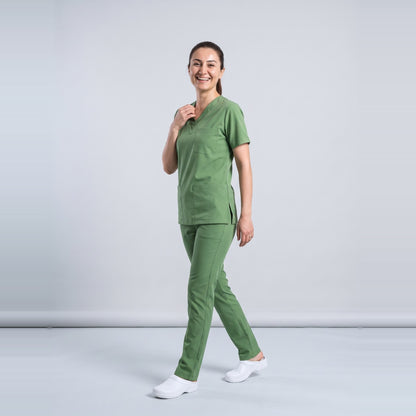 Çimen Yeşili Eczacı Forması Likralı Scrubs Takım (Grasshopper) - 7