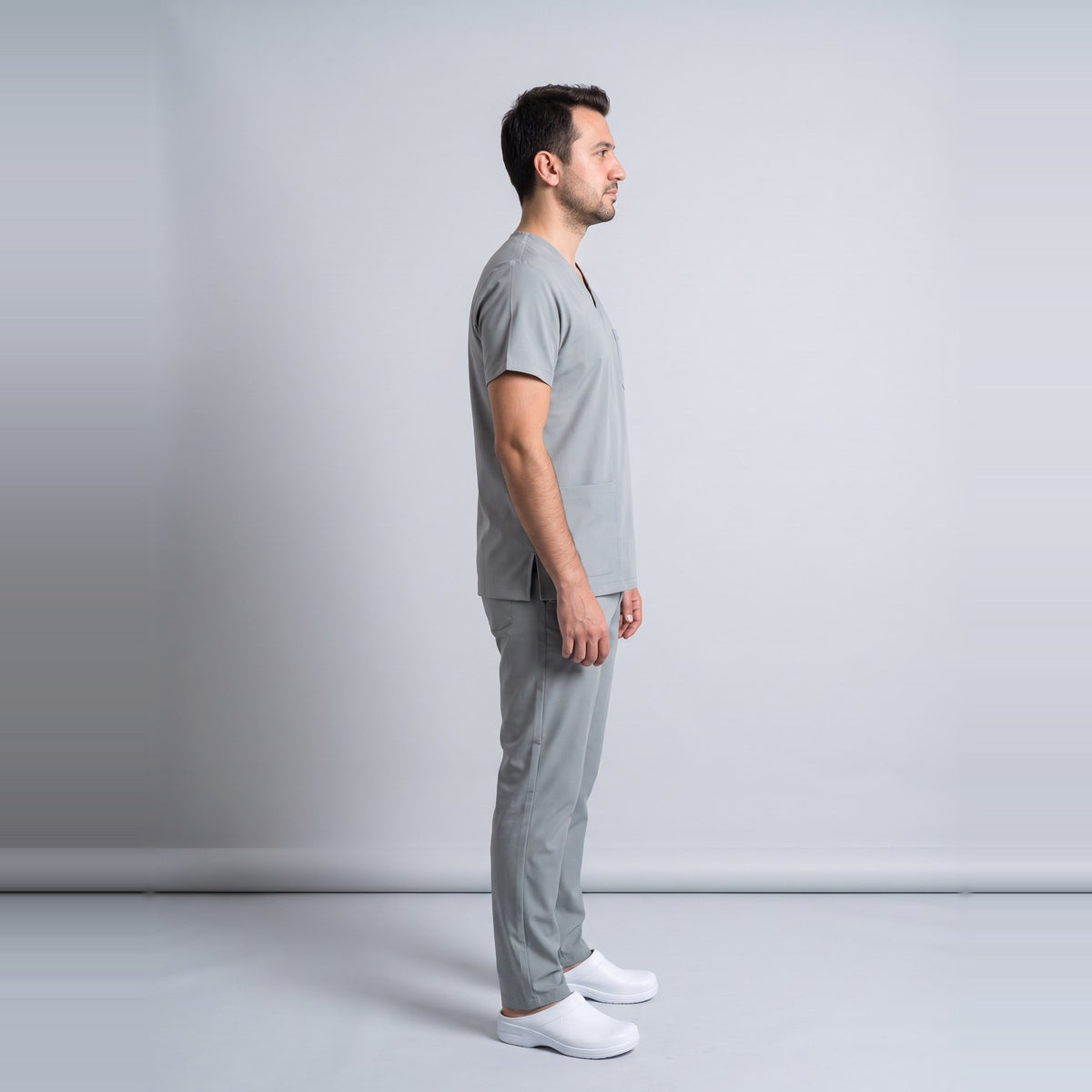 Gri Teknik Hizmetler Personel Forması Likralı Scrubs Takım (Neutral Gray) - 4