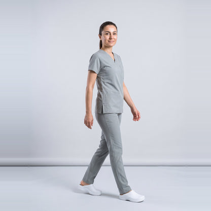 Gri Teknik Hizmetler Personel Forması Likralı Scrubs Takım (Neutral Gray) - 5