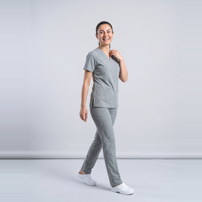 Gri Teknik Hizmetler Personel Forması Likralı Scrubs Takım (Neutral Gray) - 7