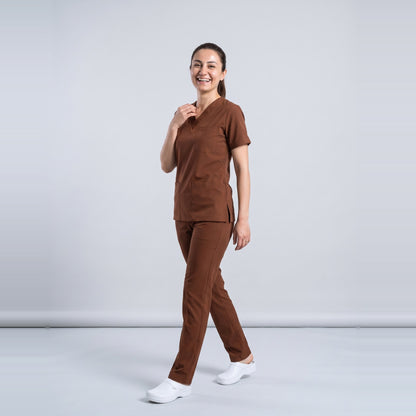 Kahverengi Hastane Forması Likralı Scrubs Takım (Friar Brown) - 7