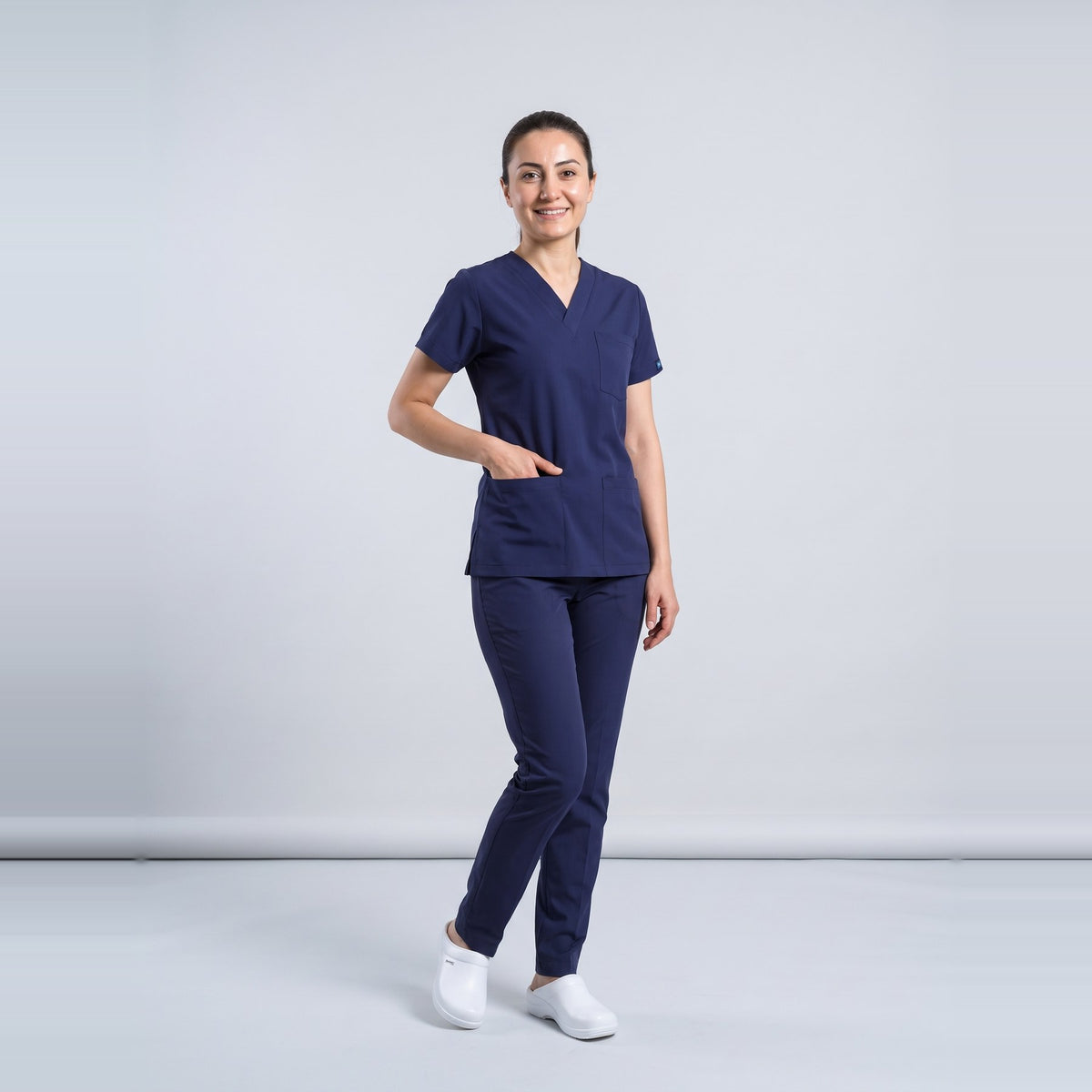 Lacivert Hemşire Forması Likralı Scrubs Takım (Patriot Blue) - 3