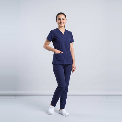 Lacivert Hemşire Forması Likralı Scrubs Takım (Patriot Blue) - 3