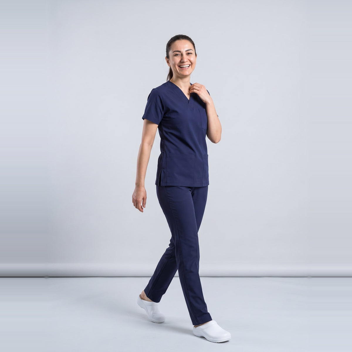 Lacivert Hemşire Forması Likralı Scrubs Takım (Patriot Blue) - 7