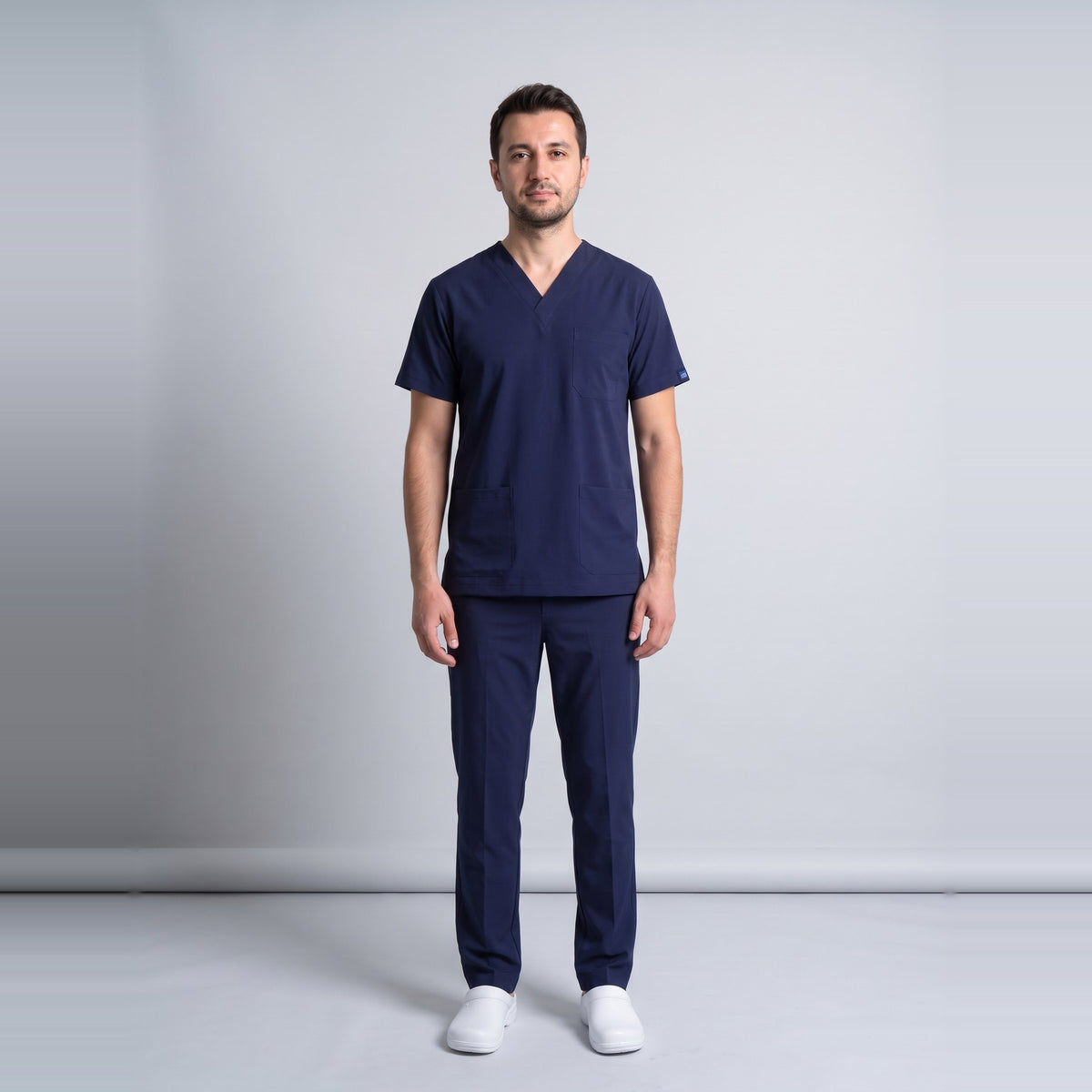 Koyu Lacivert Likralı Scrubs Takım - 2