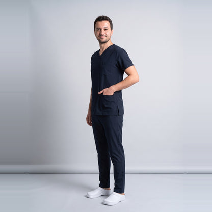Koyu Lacivert Likralı Scrubs Takım - 6