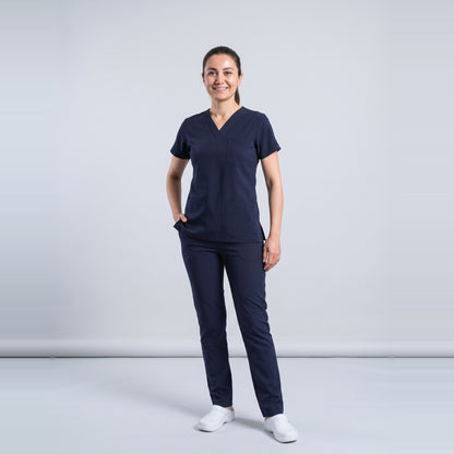 Koyu Lacivert Likralı Scrubs Takım - 3