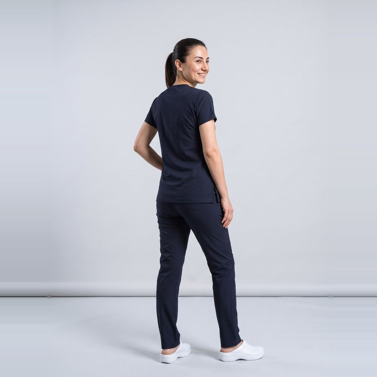 Koyu Lacivert Likralı Scrubs Takım - 9