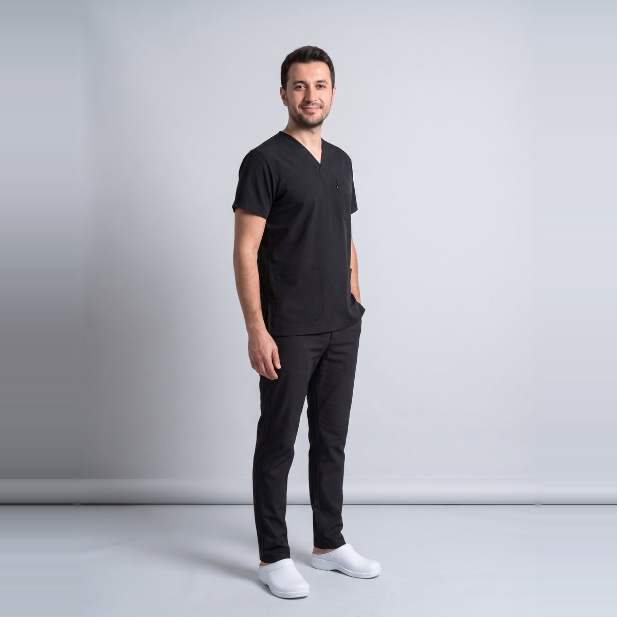 Siyah Likralı Scrubs Takım - 6