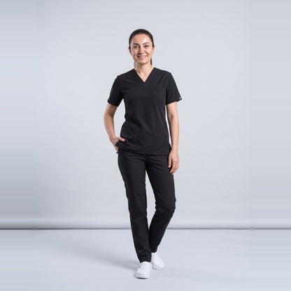 Siyah Likralı Scrubs Takım - 3