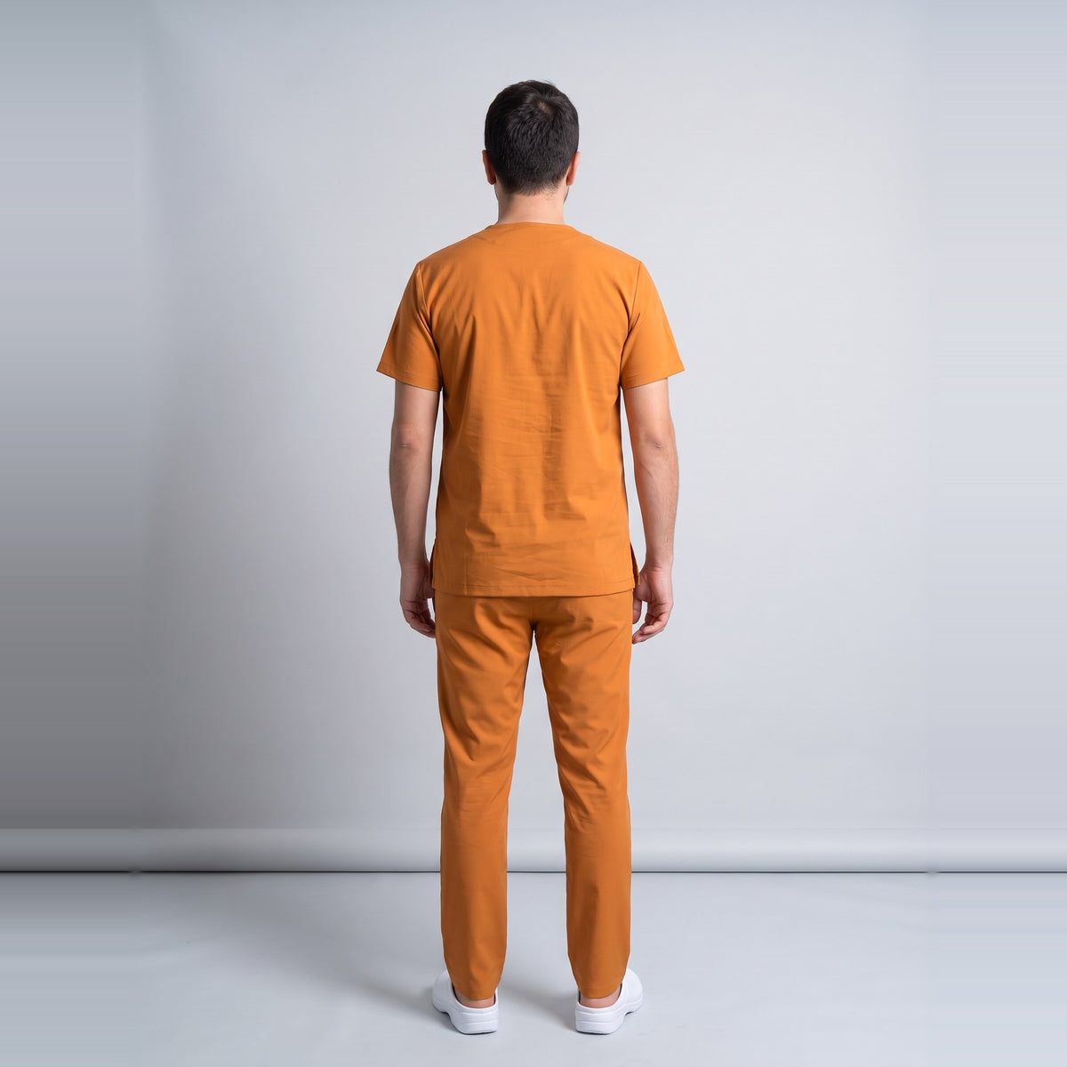 Turuncu Klinik Destek İşçi Forması Likralı Scrubs Takım (Orange Ochre) - 8