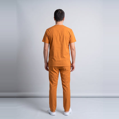 Turuncu Klinik Destek İşçi Forması Likralı Scrubs Takım (Orange Ochre) - 8