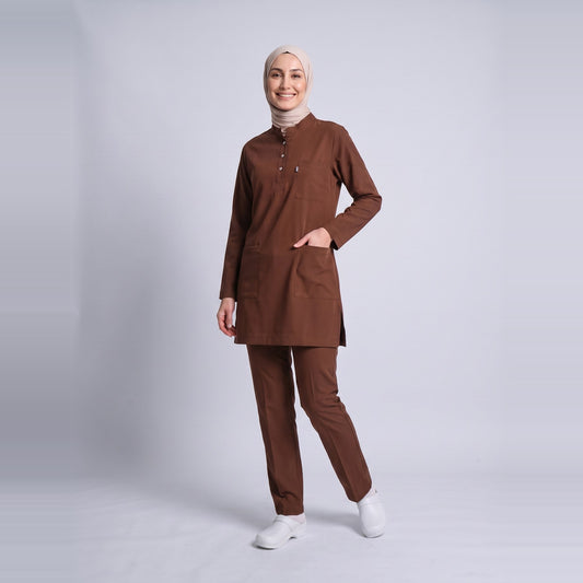 Kahverengi Umay Tesettür Üniforma Takım (Friar Brown) - 1