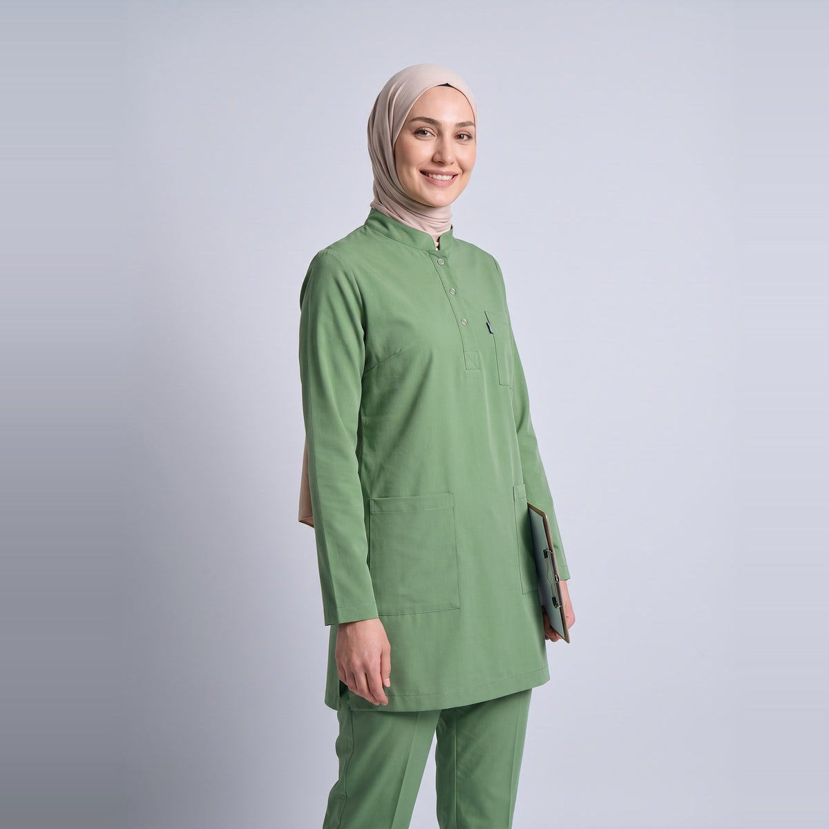 Çimen Yeşili Umay Tesettür Üniforma Takım (Grasshopper) - 4