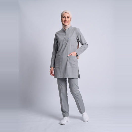 Gri Umay Tesettür Üniforma Takım (Neutral Gray) - 1