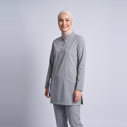 Gri Umay Tesettür Üniforma Takım (Neutral Gray) - 4