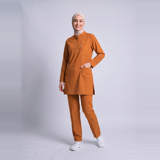 Turuncu Umay Tesettür Üniforma Takım (Orange Ochre) - 1