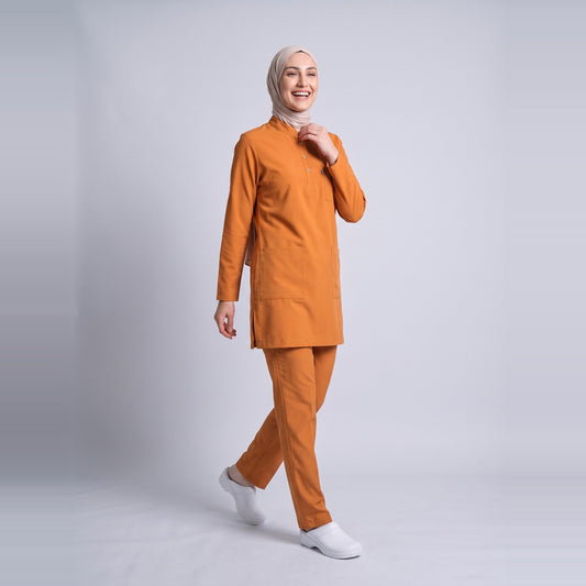 Turuncu Umay Tesettür Üniforma Takım (Orange Ochre) - 2