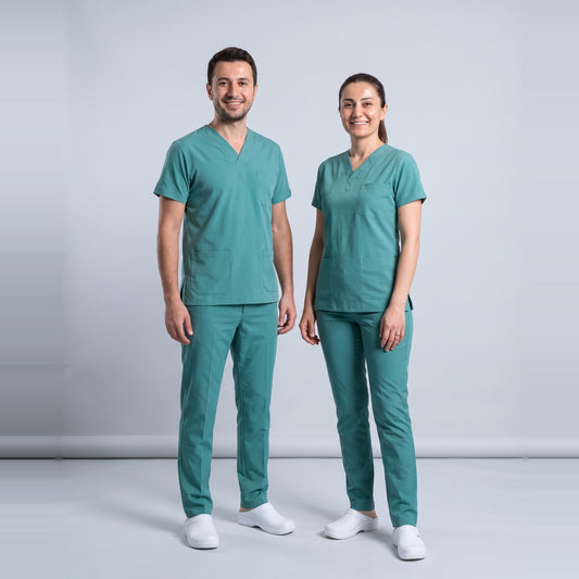 Yeşil Ameliyathane Personel Forması Likralı Scrubs Takım (Frosty Spruce) - 1