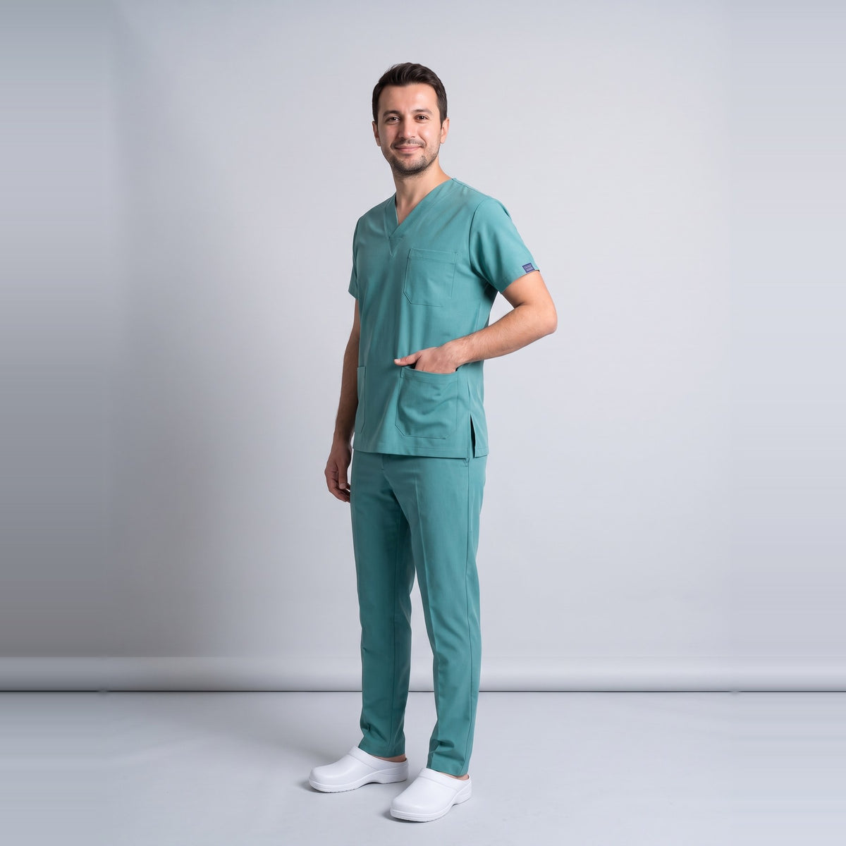 Yeşil Ameliyathane Personel Forması Likralı Scrubs Takım (Frosty Spruce) - 6