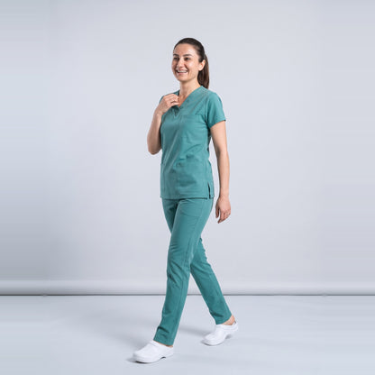 Yeşil Ameliyathane Personel Forması Likralı Scrubs Takım (Frosty Spruce) - 7